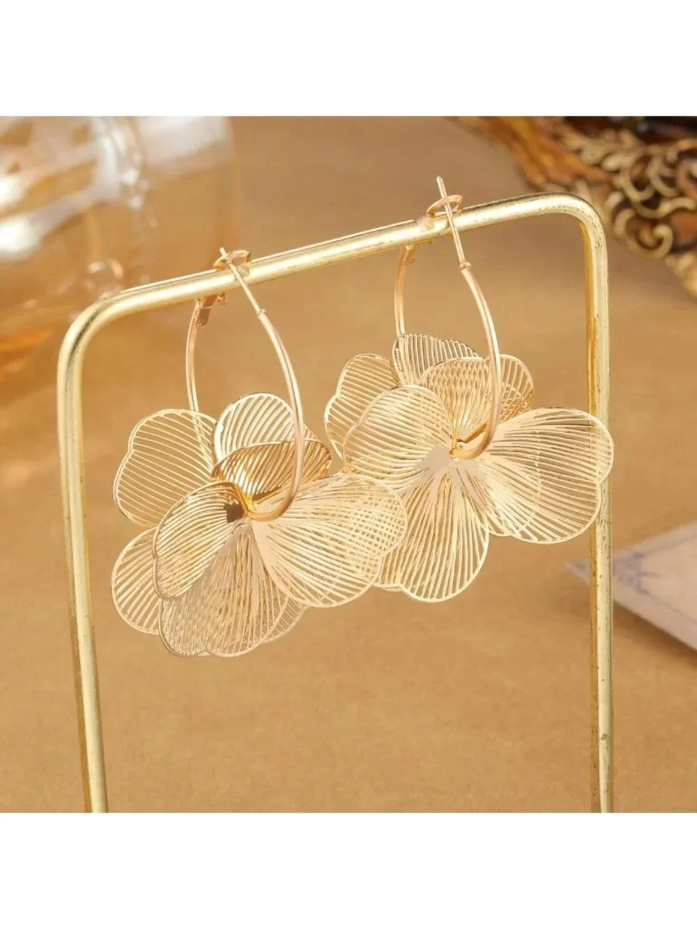 Trendy Floral Dangle Hoop Earrings for Women | Statement Drop Jewelry Accessory